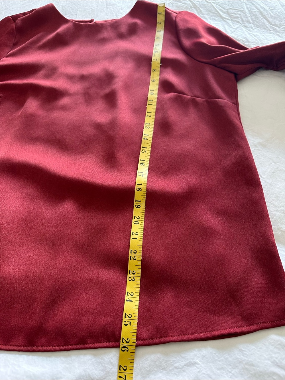 Chico's Wine-Red Satin Long-Sleeve Blouse, size medium (1) - Picture 11 of 14